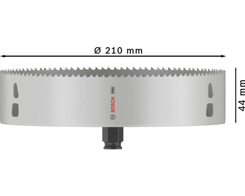 Bosch Pro Lochsäge mit Durchmesser 210 Millimeter und Höhe 44 Millimeter