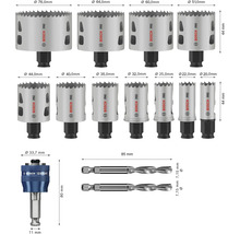 Bosch Pro Lochsägensatz mit verschiedenen Größen, inklusive Zentrierbohrer und Schaft