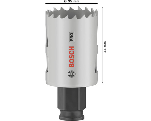 Bosch Logo Lochsäge Pro mit einem Durchmesser von 35 Millimeter und einer Höhe von 44 Millimeter