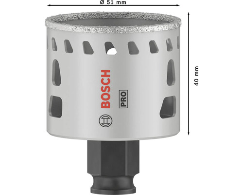 Bohrkrone mit 51 Millimeter Durchmesser und 40 Millimeter Höhe