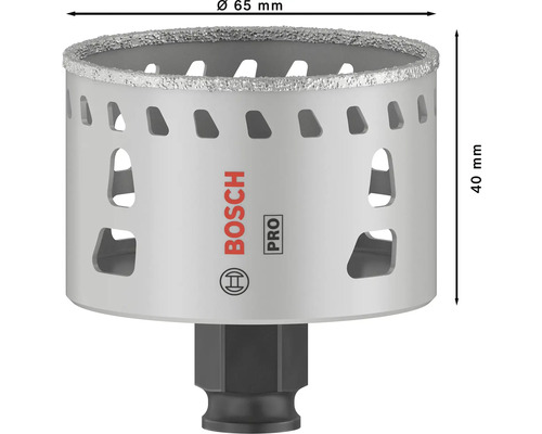 Bohrkronen-Aufsatz mit 65 Millimeter Durchmesser und 40 Millimeter Höhe