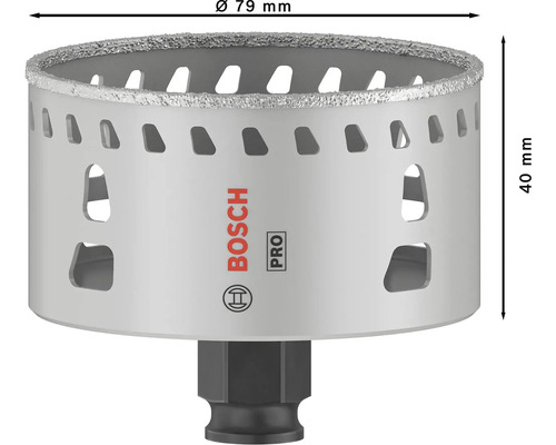 Bosch Pro Diamant-Bohrkrone, Durchmesser 79 Millimeter, Höhe 40 Millimeter