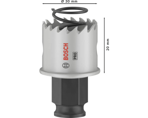 Bohrkranz von Bosch Pro, Durchmesser 30 Millimeter, Höhe 20 Millimeter