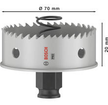 Lochsäge mit 70 Millimeter Durchmesser und 20 Millimeter Höhe, Bosch Pro Logo.