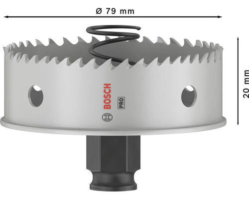 Bosch Lochsäge mit 79 Millimeter Durchmesser und 20 Millimeter Schnitttiefe