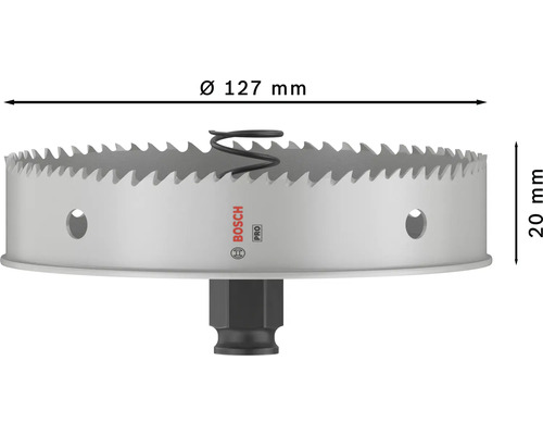 Lochsäge mit 127 Millimeter Durchmesser und 20 Millimeter Tiefe