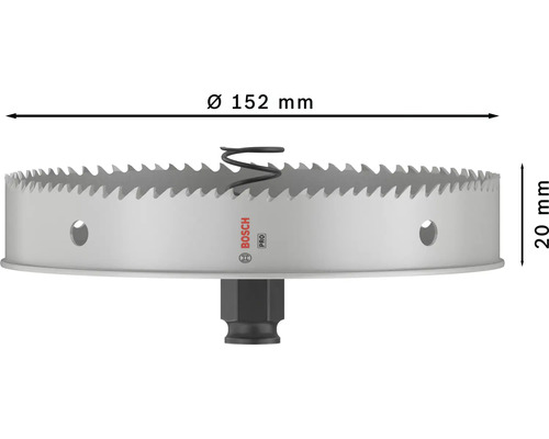 Lochsäge mit 152 Millimeter Durchmesser und 20 Millimeter Tiefe