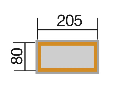 Technische Zeichnung mit Maßangaben: 205 und 80