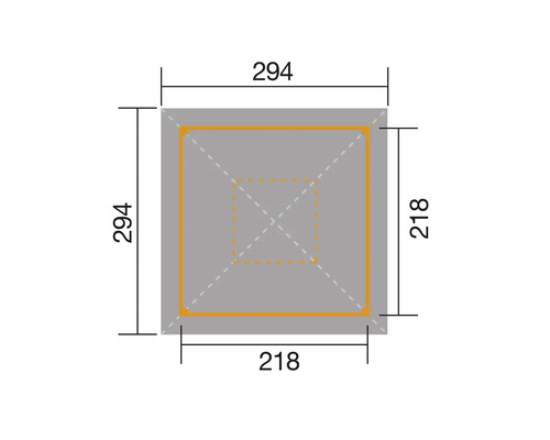 Grundrisszeichnung mit Maßangaben 294 und 218