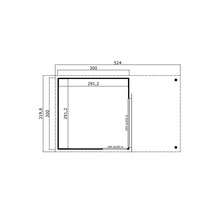 Technische Zeichnung mit Maßangaben eines Gerätehauses