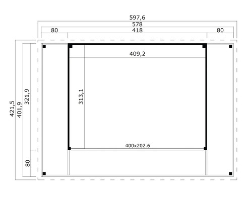Abmessungen des Gerätehauses