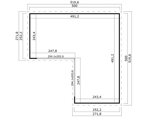 Grundrisszeichnung mit Maßangaben