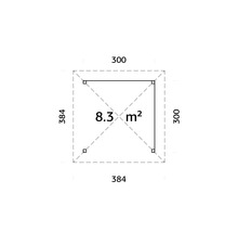 Grundriss mit einer Fläche von 8.3 Quadratmetern, Seitenlängen von 300 und 384