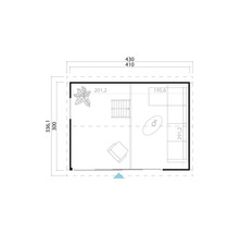 Grundriss eines Gartenhauses mit Bemaßung