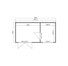 Grundriss eines Gartenhauses mit Abmessungen