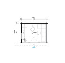Grundriss des Gartenhauses mit Maßen