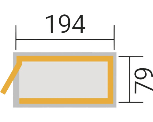 Technische Zeichnung mit den Maßen 194 und 79.