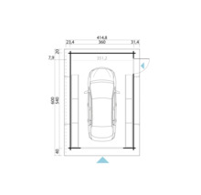Grundriss einer Garage mit den Maßen 414,8 mal 600 Zentimeter