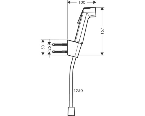 Technische Zeichnung eines Bidet-Sets mit Abmessungen