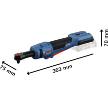 Bosch GRC 18V-40 Akku-Ratschenschrauber mit den Maßen 363 mm Länge, 75 mm Breite und 70 mm Höhe