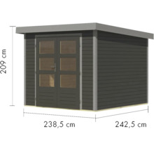 Gartenhaus Karibu Metalwood 3,5B Blech graualu 266 x 266,5 cm terragrau
