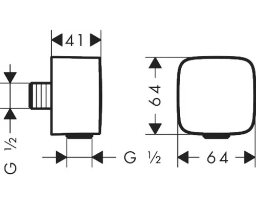 Technische Zeichnung eines Wasserhahns mit Maßangaben.