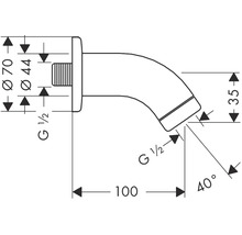 Technische Zeichnung eines Auslaufs mit Maßangaben