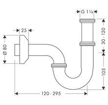 Zeichnung eines Siphons mit Maßangaben