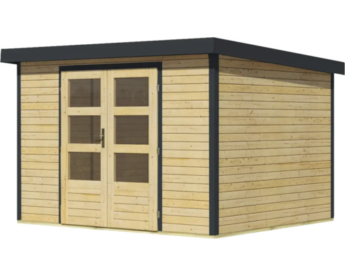 Holzgartenhaus mit Doppeltür und Fenstern