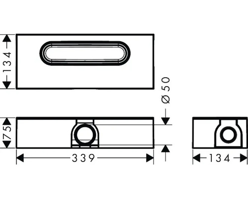 Technische Zeichnung eines Siphons mit Maßangaben