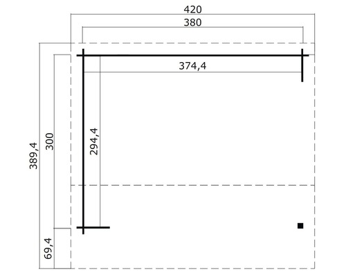 Technische Zeichnung mit Maßangaben