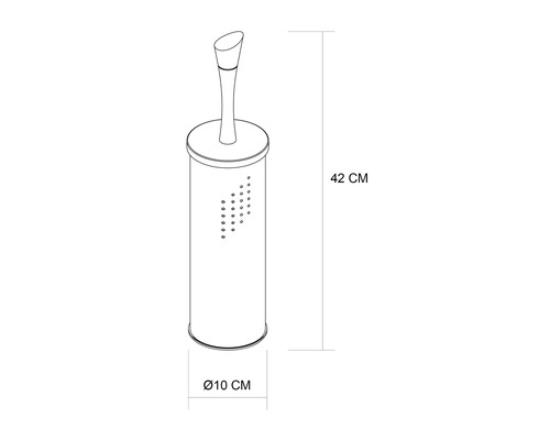 Toilettenbürstengarnitur mit den Maßen 42 cm Höhe und 10 cm Durchmesser