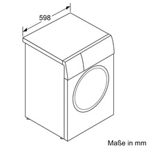 Technische Zeichnung einer Waschmaschine mit Maßangabe 598 mm