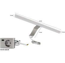 Aufbaulampe mit Stecker und Schalter, Abmessungen 34x8x6x4,5 cm