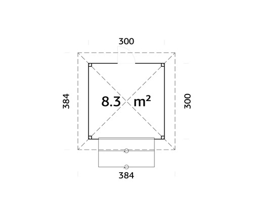 Grundriss eines Hauses mit einer Fläche von 8,3 Quadratmetern