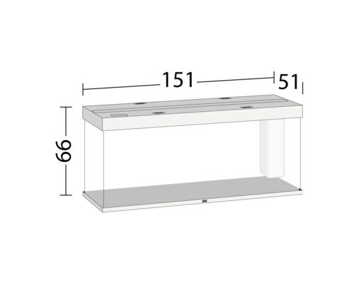 Aquarium mit den Maßen 151 cm x 51 cm x 66 cm