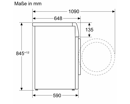 Maße einer Waschmaschine in Millimeter