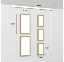 Flexible Fotowand Set naturel eiche weiß 95 cm 5 Fotos 3x 13x18 cm 2x 20x30 cm