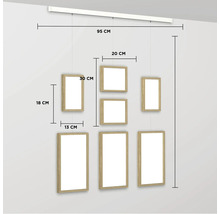 Flexible Fotowand Set naturel eiche weiß 95 cm 7 Fotos 4x 13x18 cm 3x 20x30 cm