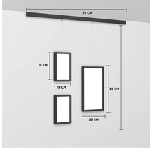 Flexible Fotowand Set schwarz 95 cm 3 Fotos 2x 13x18 cm 1x 20x30 cm