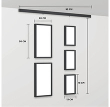 Flexible Fotowand Set schwarz 95 cm 5 Fotos 3x 13x18 cm 2x 20x30 cm