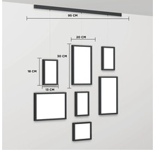 Flexible Fotowand Set schwarz 95 cm 7 Fotos 4x 13x18 cm 3x 20x30 cm