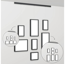 Flexible Fotowand Set schwarz 95 cm 7 Fotos 4x 13x18 cm 3x 20x30 cm