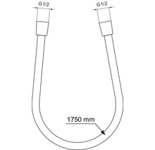 Skizze eines Siphons mit einer Länge von 1750 Millimetern und einem G 1/2 Anschluss