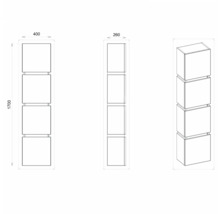 Hängehochschrank mit 4 Türen und 3 Schubladen Devo Viva 2.0 links BxHxT 40x170x26 cm natural hickory