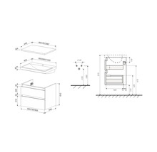 Jungborn Waschtischunterschrank TRENTA BxHxT 56,7 x 64,6 x 44,5 cm Frontfarbe grün salvia matt TRE DESK 60 2Z B A9146