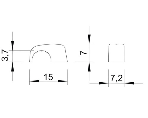 Technische Zeichnung mit Maßangaben eines Profils