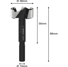 Bosch Expert Nutfräser mit Durchmesser 38 mm und einer Gesamtlänge von 88 mm.