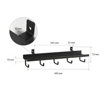 Schlüsselbrett mit fünf Haken und Maßangaben