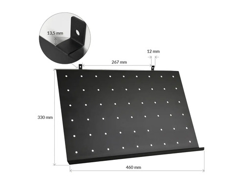 Gelochte Werkzeugwand mit den Maßen 460 mm mal 330 mm